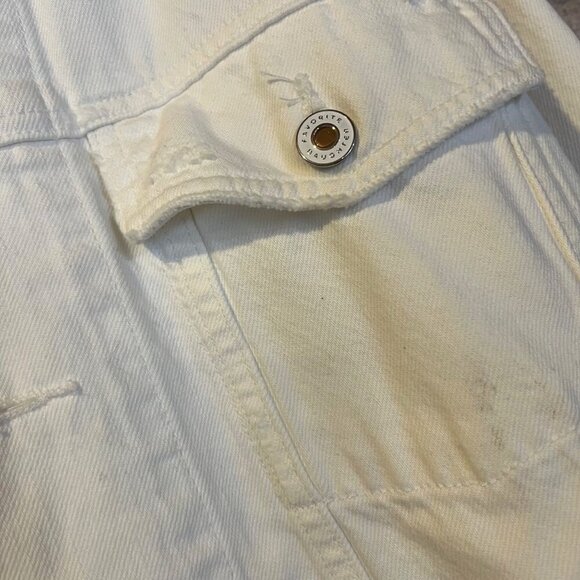 Favorite Daughter The Otto Denim Boyfriend Jacket White Whistler Wash L Classic - Picture 5 of 9